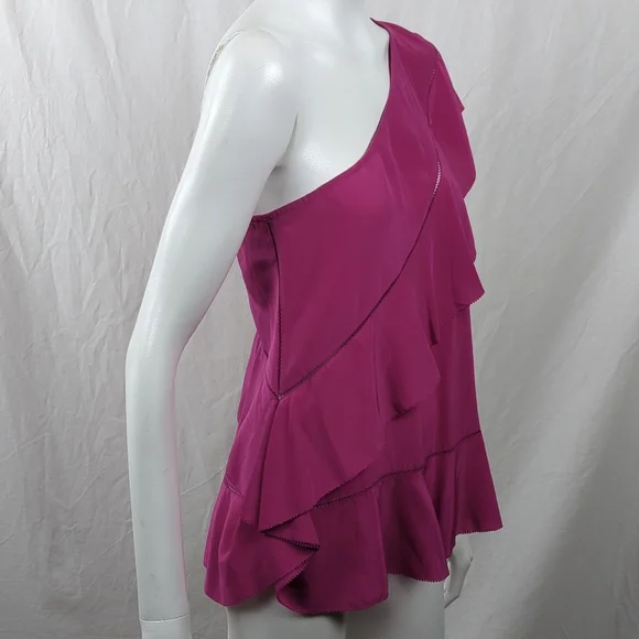 TRINA TURK LATANA ONE SHOULDER RUFFLED SILK BLOUSE - Picture 5 of 7
